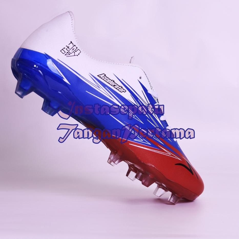 ✺ Sepatu Bola Sol Bening Specs Accelerator Lightspeed 3 In-White/Tulip Blue/Emperor Red ➥