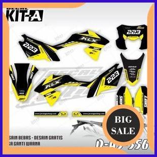 Stiker decal motor klx 150 bf terbaru WARNA HITAM LIST KUNING KEREN sticker striping dekal klx150 bf