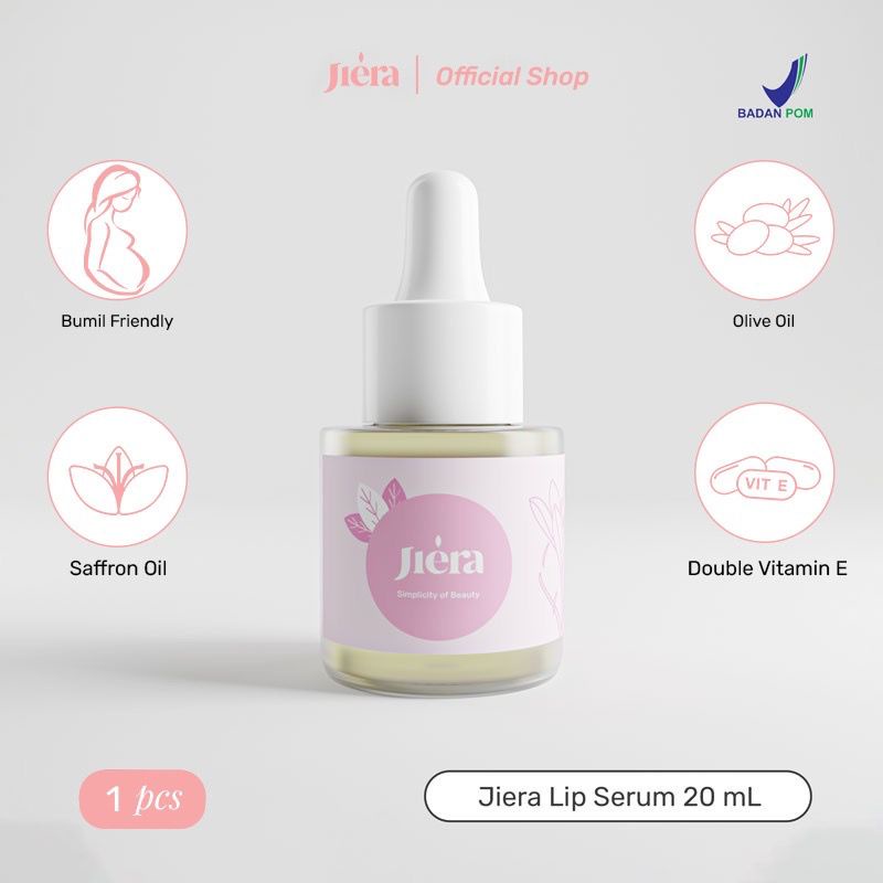 BPOM JIERA Natural Lip Serum 10ml 20ml Pelembab Bibir