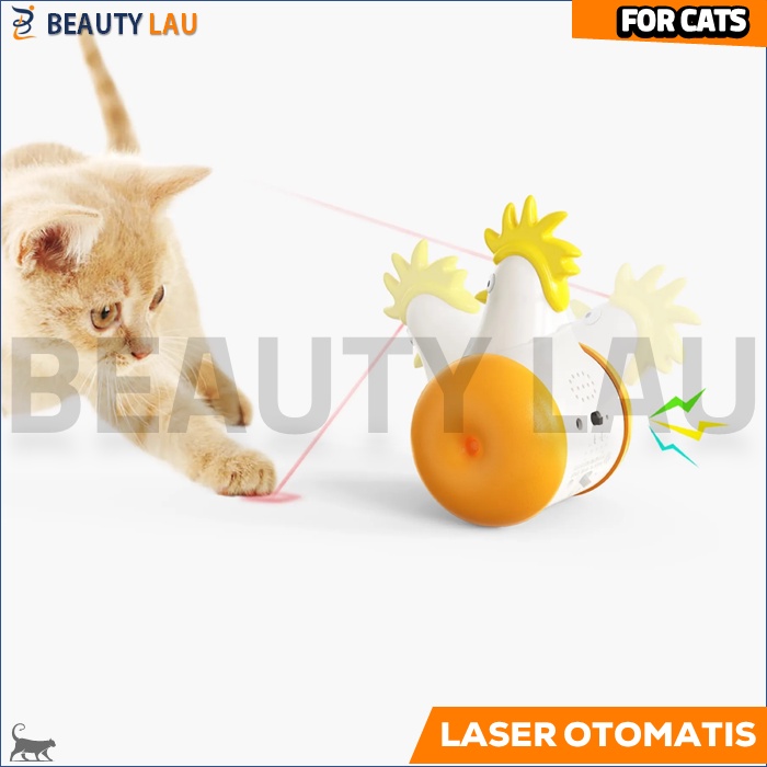 LASER KUCING BENTUK AYAM LESER MAINAN INTERAKTIF KUCING BERGERAK DAN BERSUARA CAT TOYS