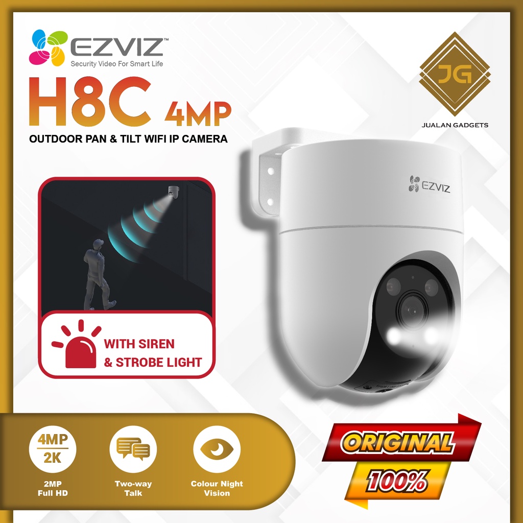 EZVIZ H8C 4MP Pan &amp; Tilt Outdoor Wifi Camera CCTV - Auto Tracking