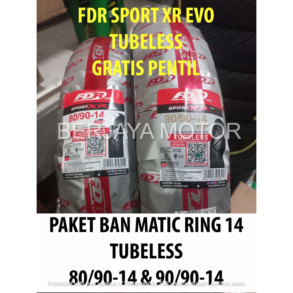 PAKET BAN MOTOR MATIC RING 14 FDR SPORT XR EVO 809014 & 909014 TUBELESS