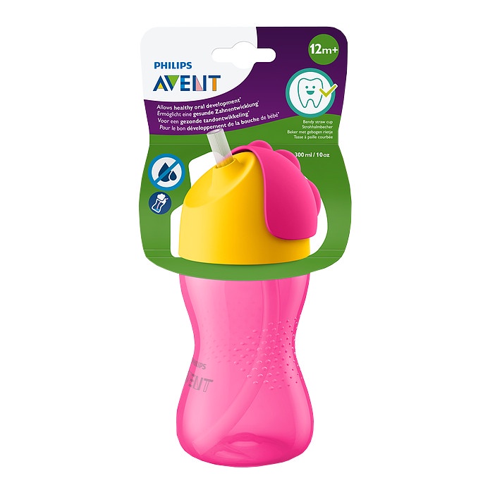 Philips Avent Straw Cup 10 oz Single Mixed 12m+ ( 300ml ) Pink