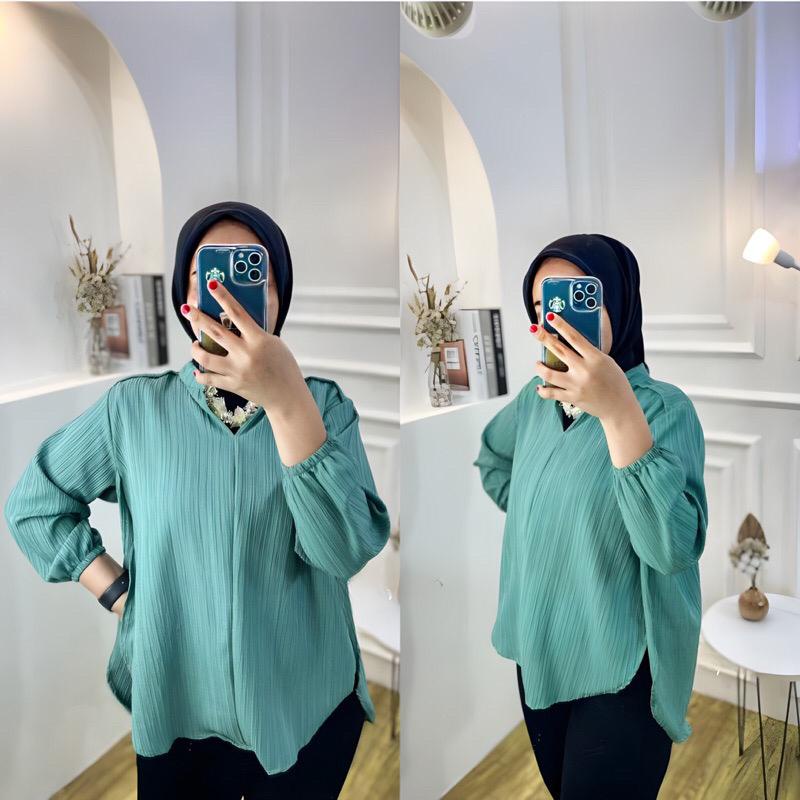 Atasan Blouse Wanita Outer Lady Crush Premium Korean Style LD 120 || Livia Blouse Wanita