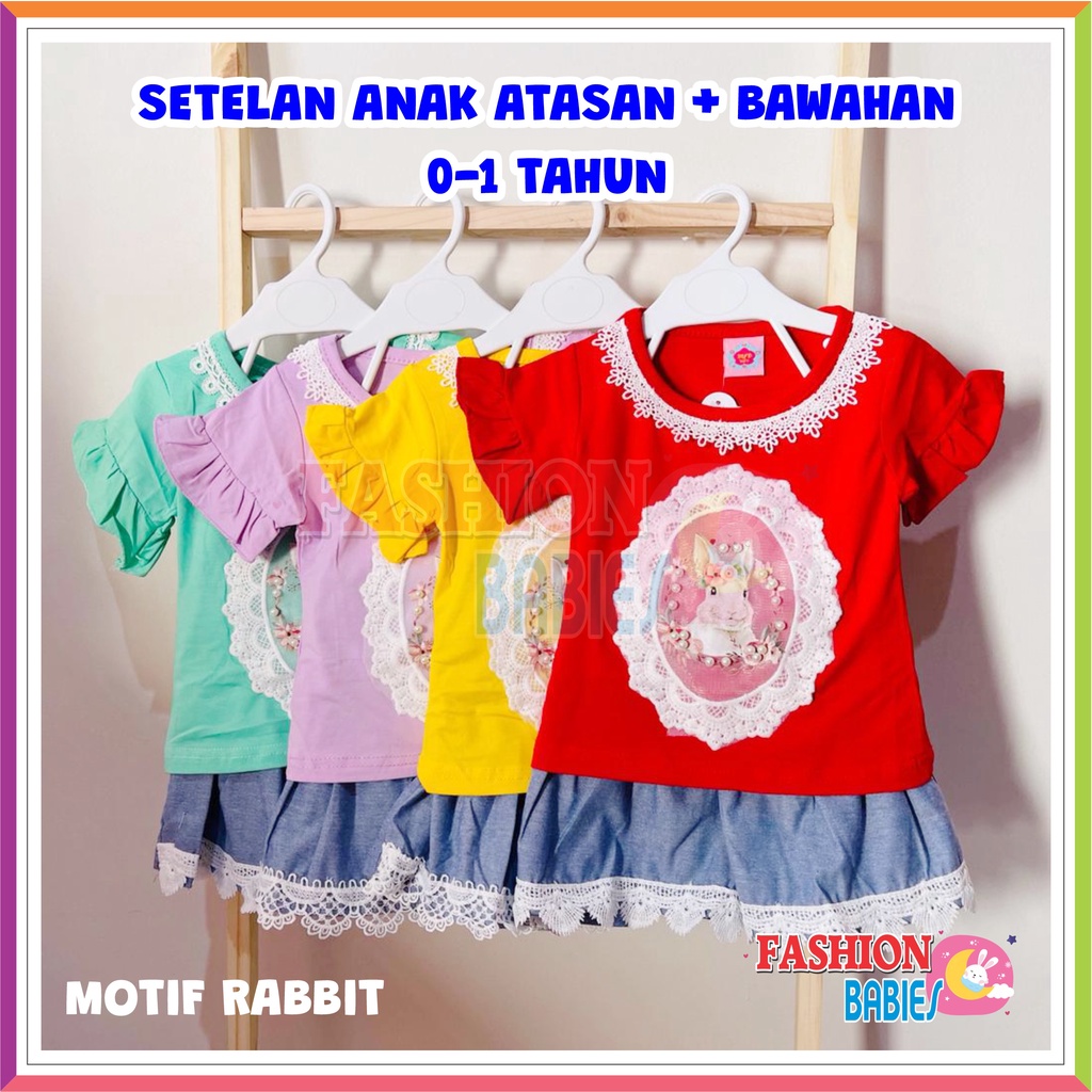 MELODY - SETELAN CELANA JEANS |  ATASAN + BAWAHAN 0-1 TAHUN ❤ Fashionbabies ❤