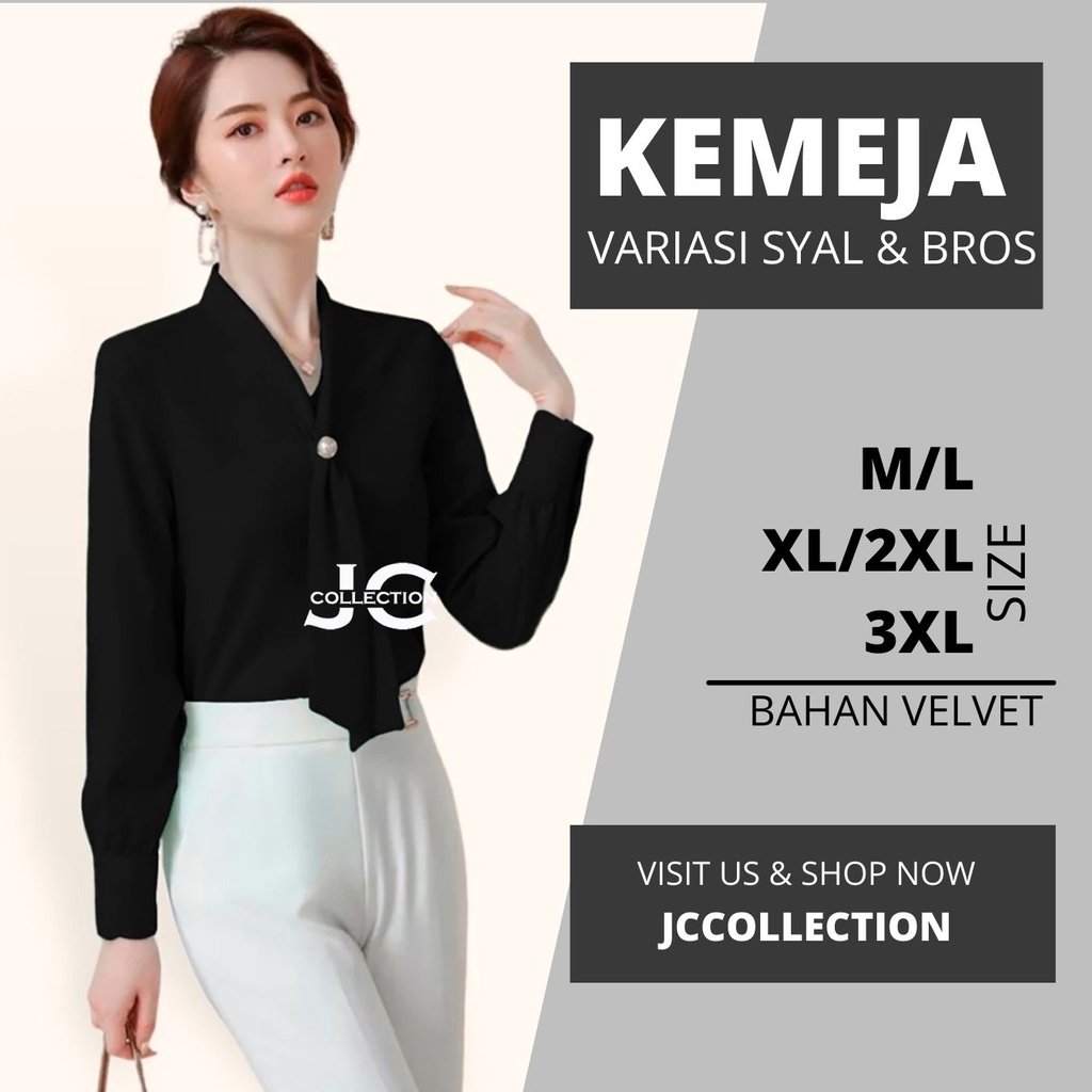 Kemeja Wanita lengan panjang Gaya Korea variasi syal Lofinna JCCollections