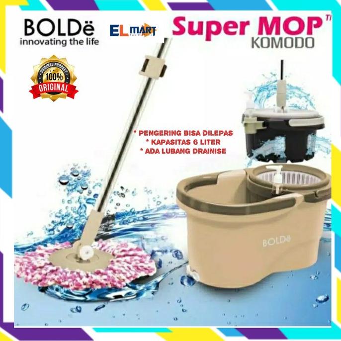 Bolde Super Mop Komodo 6 Liter Spin Mop Pengering Bisa Dilepas 6L