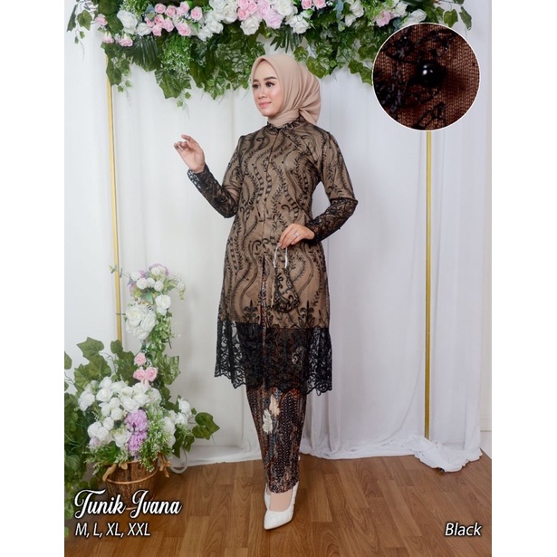 Permata Olshop / Kebaya Tunik Busui Ivana JN / Kebaya Tunik Tulle Bordir Busui Modern / Kebaya Kondangan / Kebaya Lamaran