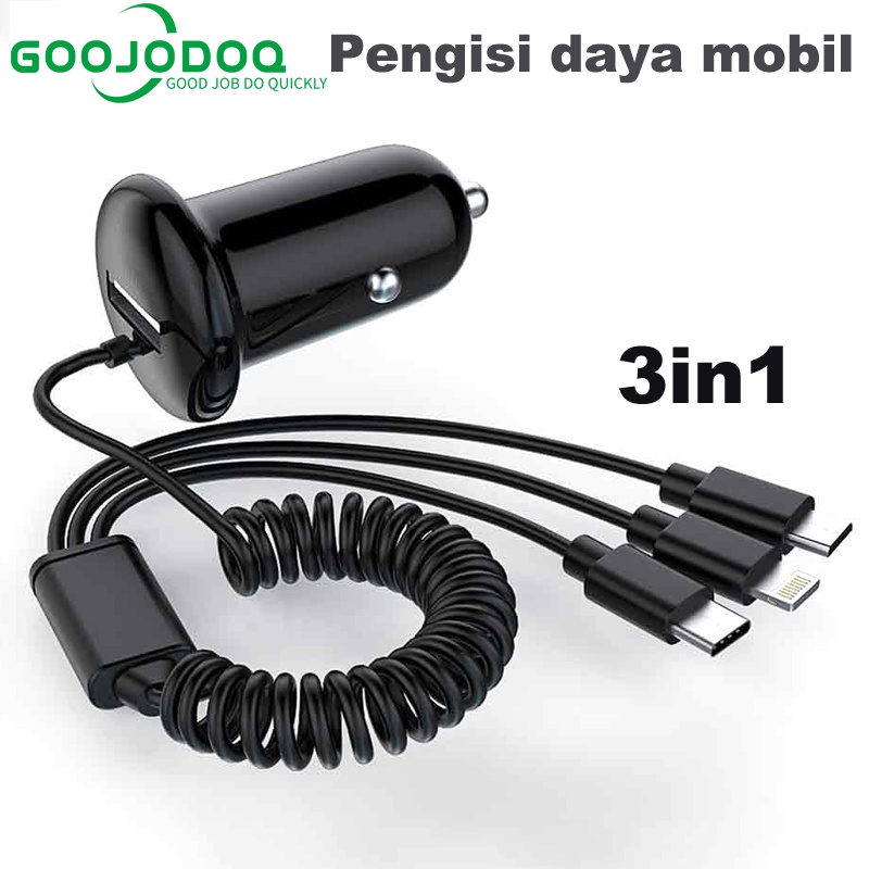 GOOJODOQ 1 USB Car Charger Type-C IOS Micro Universla Phone Charging Auto Power Adapter