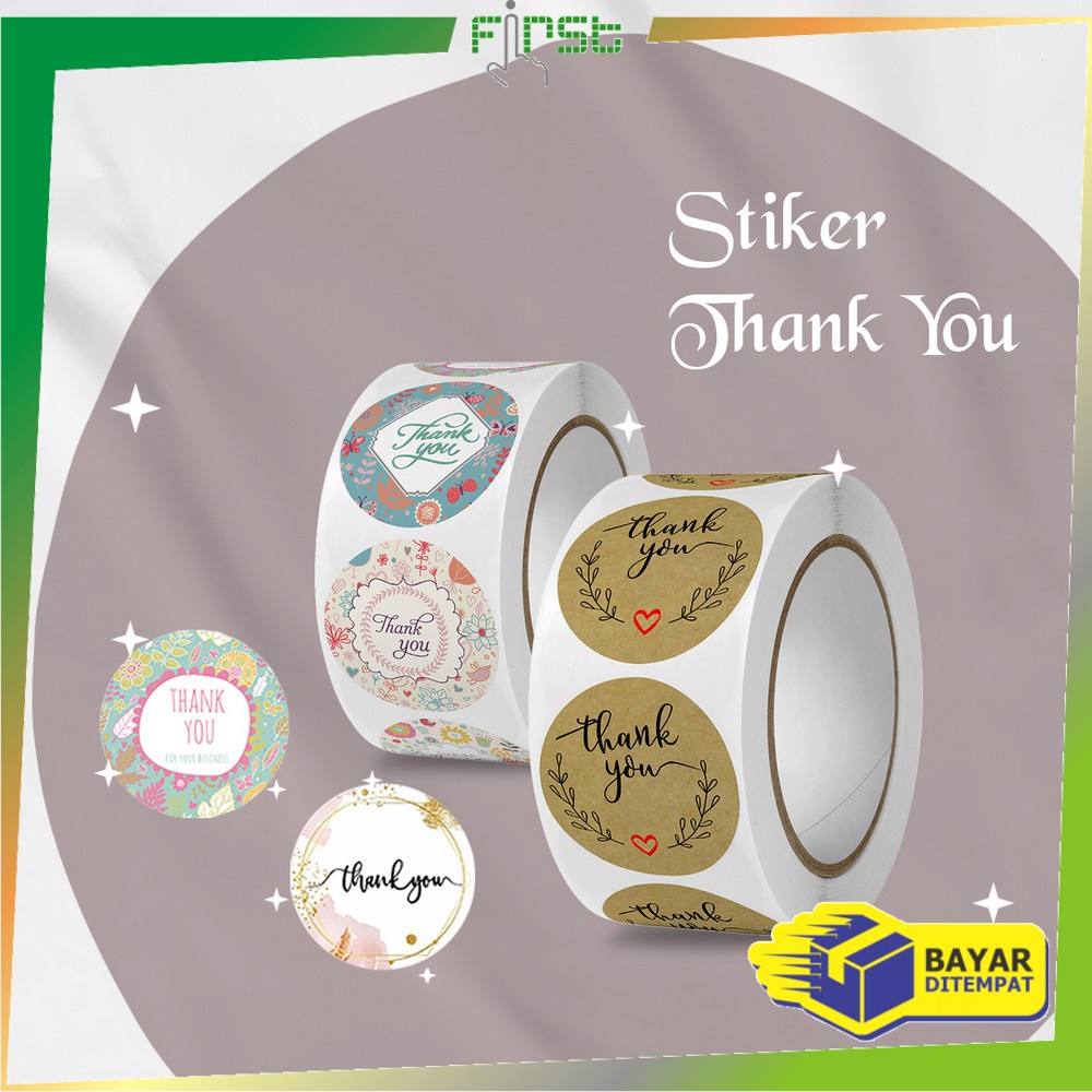 

FH-C817 Sticker Thank You 1 Roll 500PCS Stiker Label Makanan Tulisan Segel Ucapan Terima Kasih / Stiker Label Thankyou Kemasan Packing Serbaguna