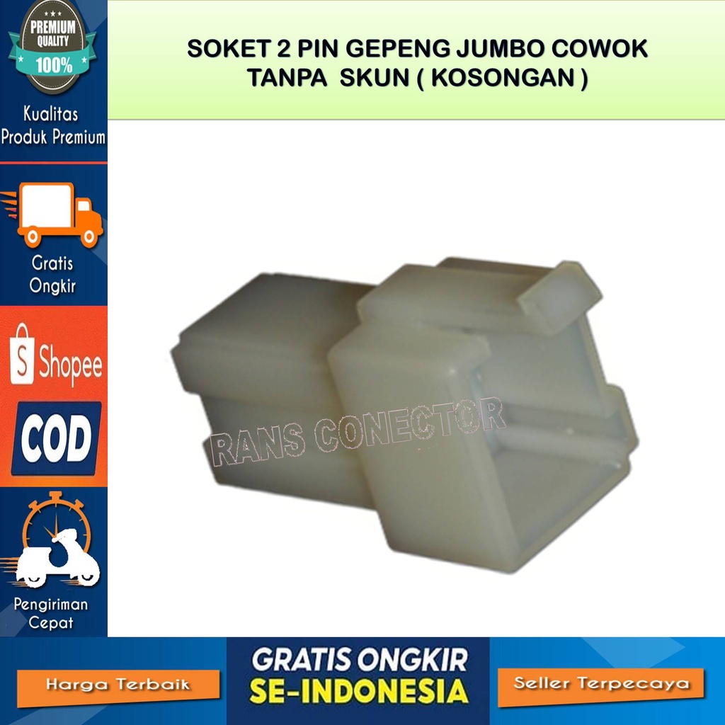 SOKET 2 PIN JUMBO SOKET FUSIBLING MALE 2 PIN SOCKET SKUN JUMBO TANPA SKUN