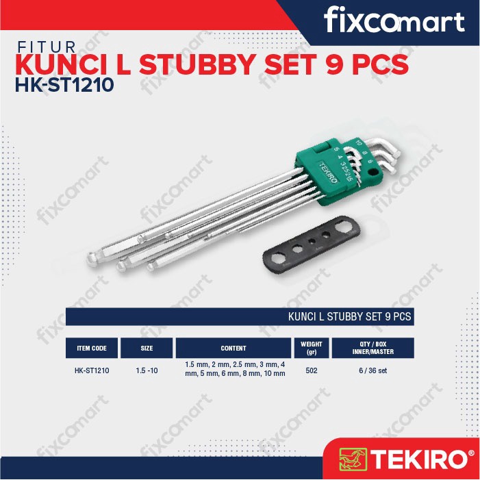 Tekiro Hex Key Sets / Kunci L Set Pendek / Panjang / Torx Bintang Stubby