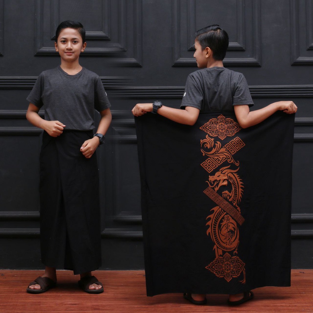 Sarung batik Anak SD/SMP Kang Santri- Sarung Batik Santri Motif Naga