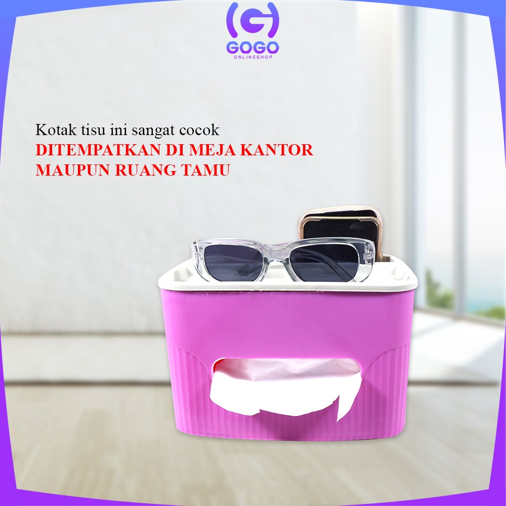 GOGO-C826 Kotak Tissue Plastik Box Storage Kotak Penyimpanan Multifungsi / Kotak Tempat Tisu Holder Remote Phone Kosmetik Serbaguna