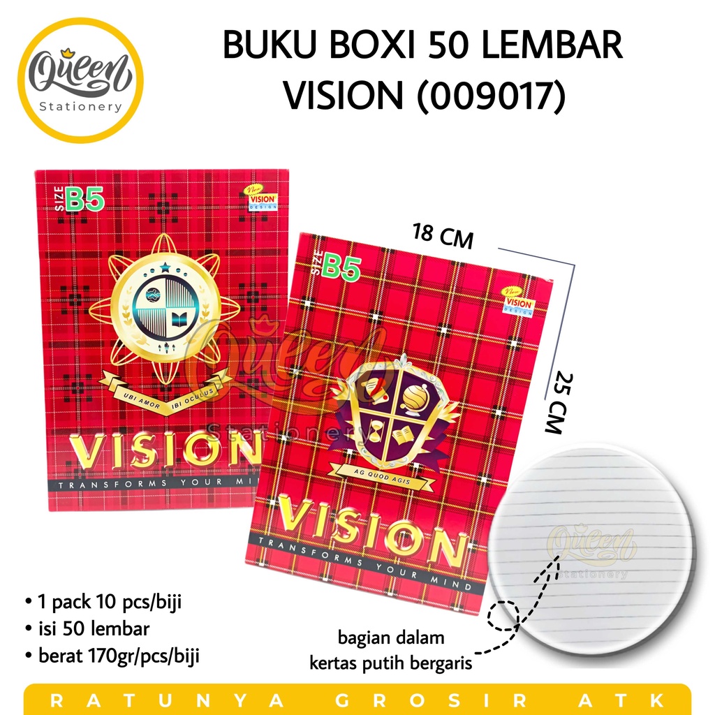 

1 PCS BUKU BOXI 50 LEMBAR VISION BUKU TULIS CATATAN SEKOLAH BESAR (009017)