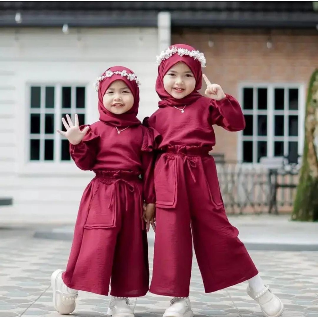 Divia kids 5-6 tahun /stelan atasan+celana anak perempuan terbaru 2023/Baju muslim anak kekinian