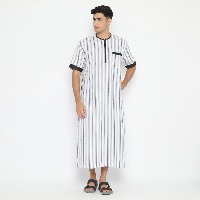 Jubah Pria JUBAH GAMIS OBLONG PRIA MOTIF SALUR LIRIS GARIS PENDEK JUMBO PREMIUM - S terbaru premium 