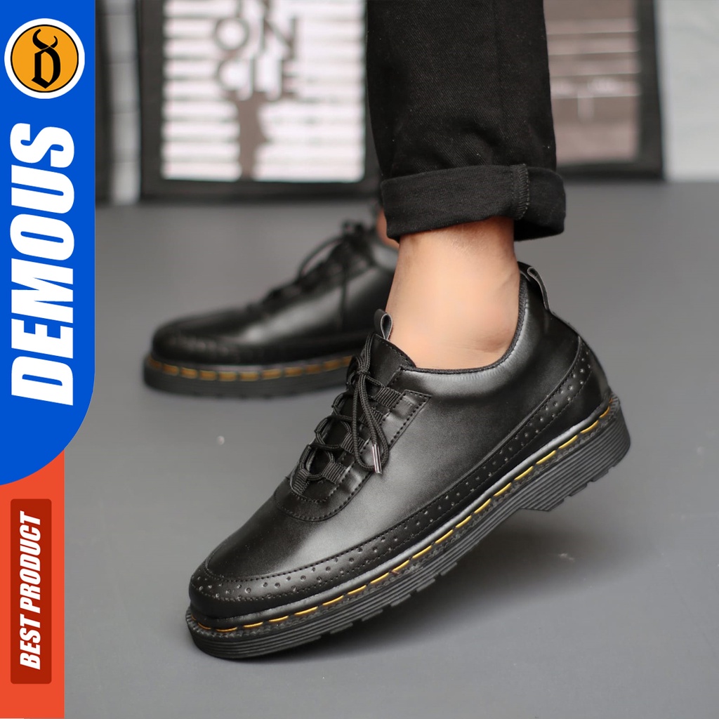 Demous Samanosuke - Sepatu Formal Pantofel Docmart Kerja Hitam Pria