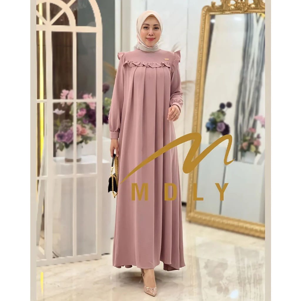 Terbaru Belinie Gamis Cringkel Premium Aplikasi Renda Fit XXL-XL-L Dress Jumbo Kekinian 2023 Baju Kondangan Wanita Busui Friendly Gaun Cantik Pakaian Pesta Cewek Fashion Wanita Muslim Dres Big size Oufit vintage