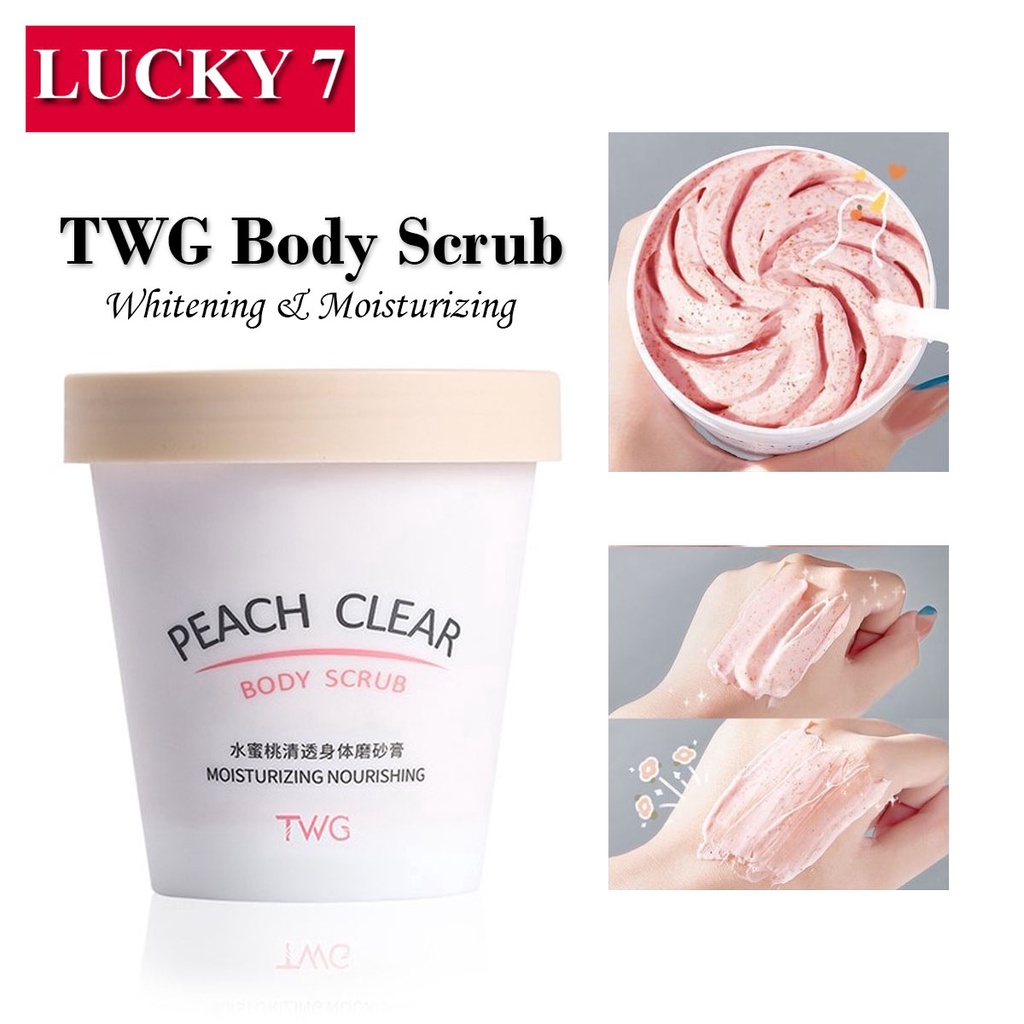( BISA COD ) TWG BODY SCRUB PEACH CLEAR DAKI DAN MEMUTIHKAN BADAN PERMANEN