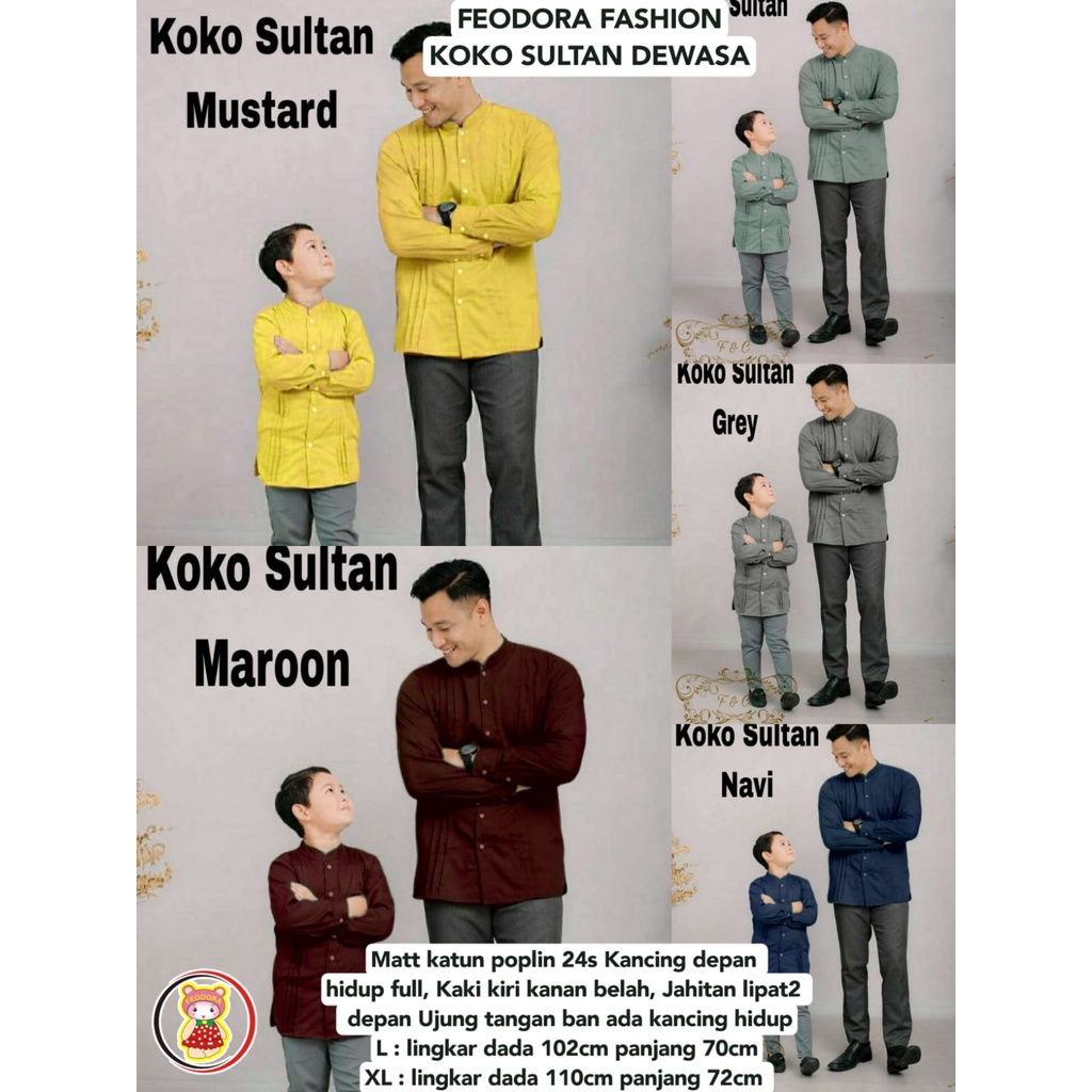 Feodora/Promo/Koko sultan dewasa / pakaian pria dewasa / kemeja premium pria / atasan pria model terbaru / koko dewasa (GOOD QUALITY)