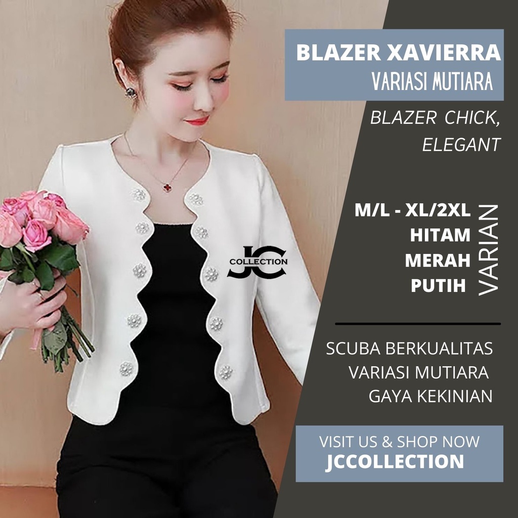 Blazer Kerja Kantor Wanita Korean Style Mutiara List Xavierra - JCCollections