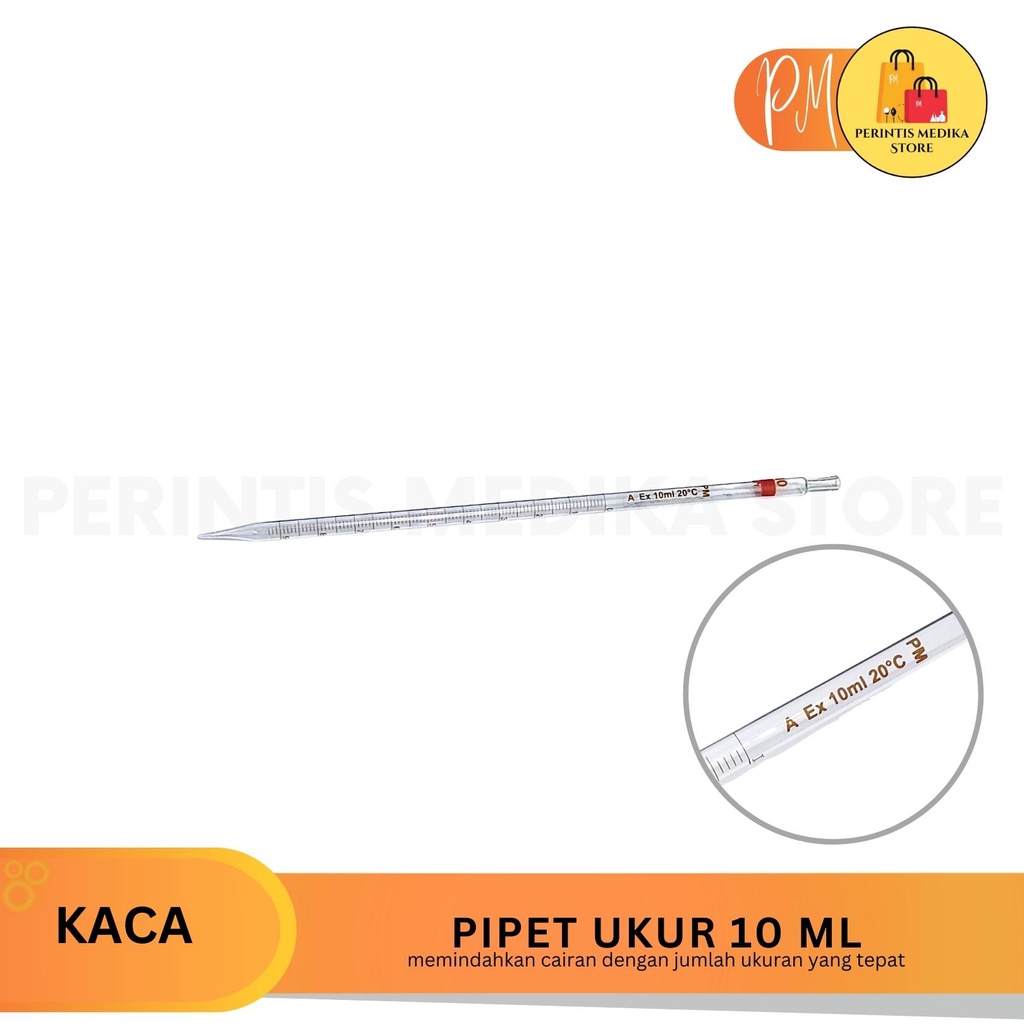 Pipet Ukur Kaca 10 ml Garis Oren l Pipet Ukur 10ml Memiliki Skala Terkecil 0.1ml