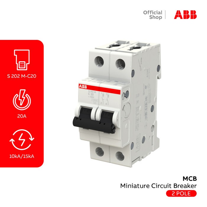 ABB MCB 10KA 2P 20A S 202 M-C20 2CDS272001R0204