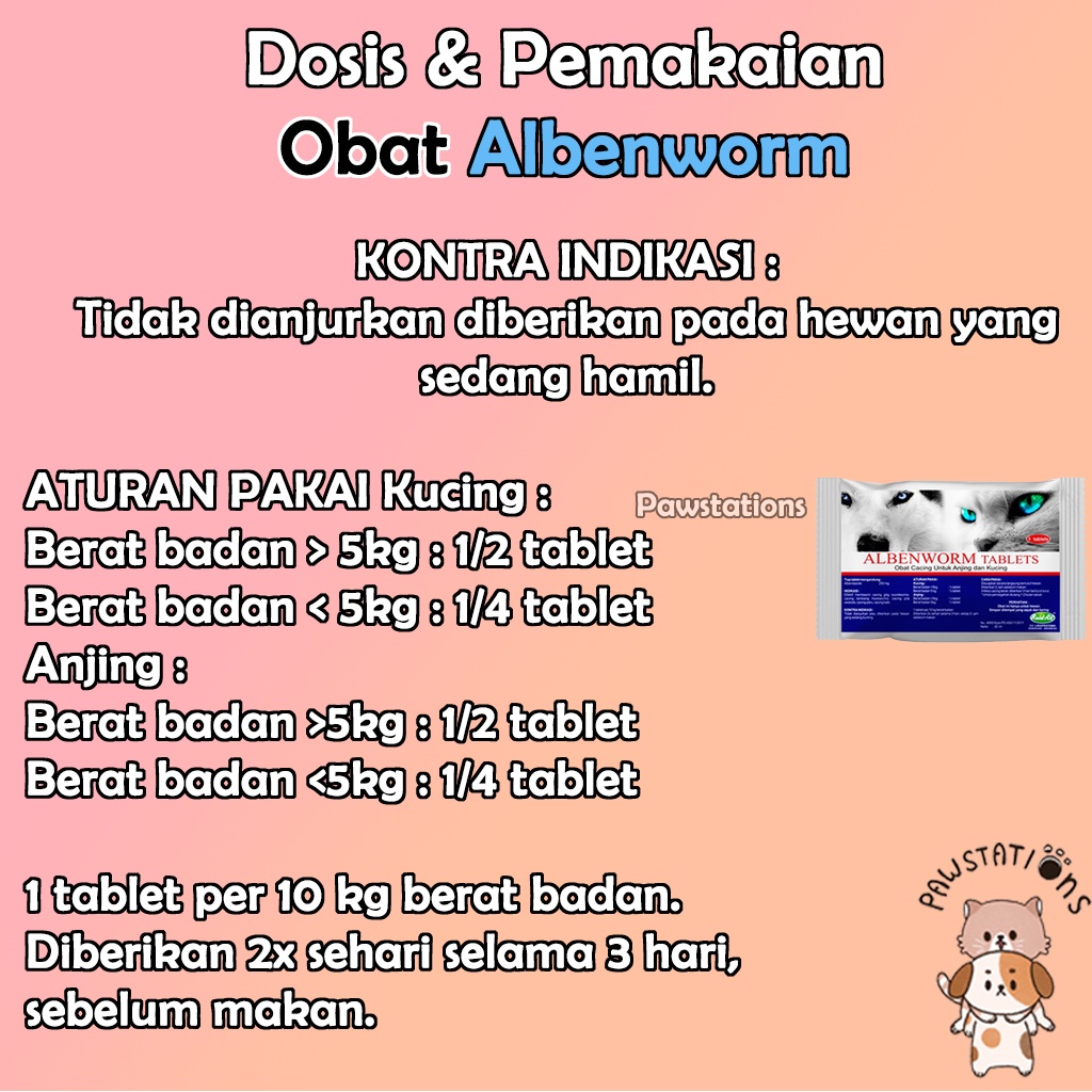 Obat Cacing Kucing Obat Cacing Anjing Albenworm Tablet