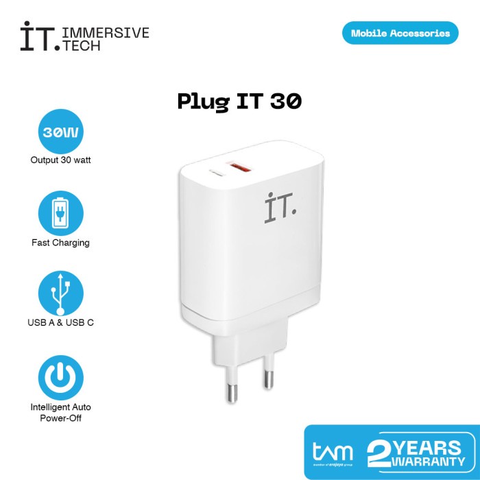 Charger It Plug It 30 Wall Charger 30W - White