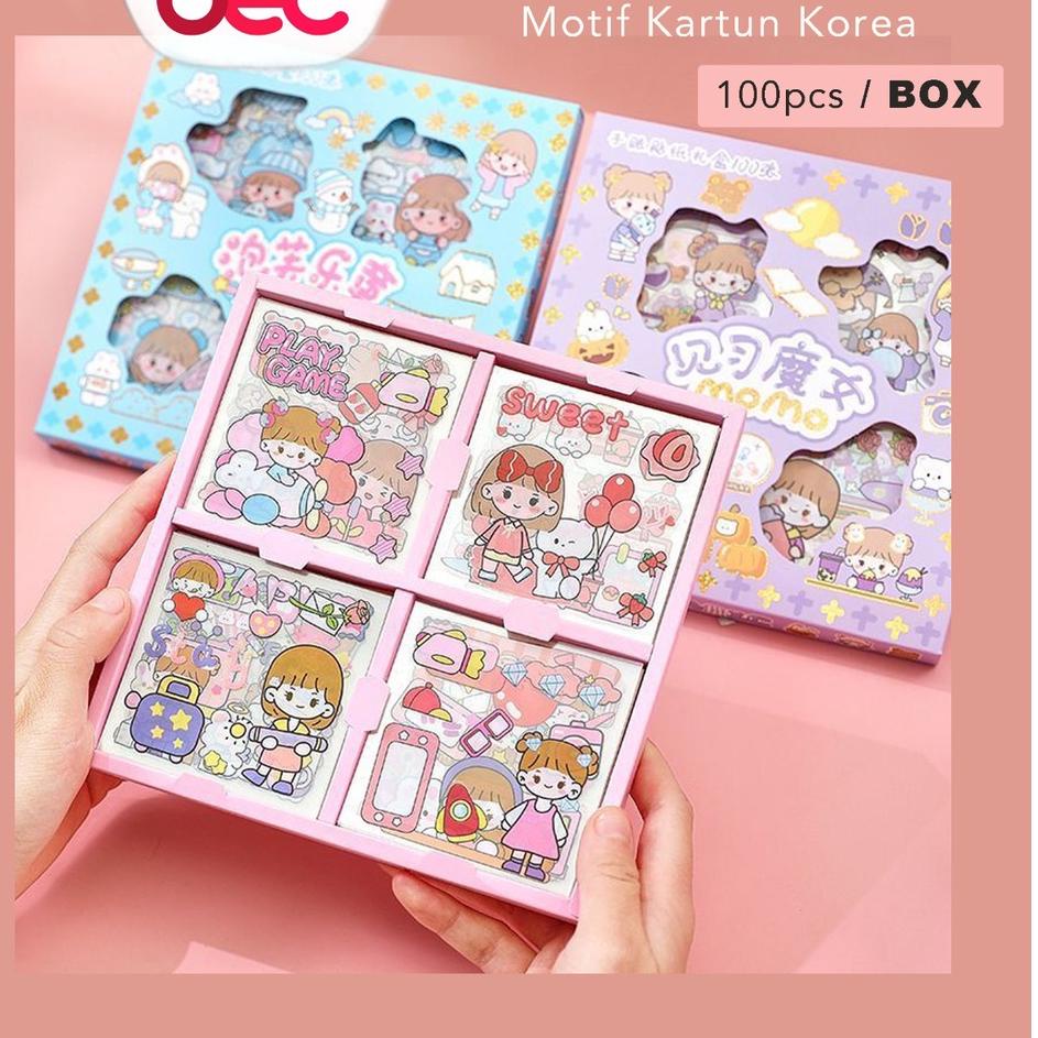 

12.12 ✨SALE✨ 100 Lembar Stiker Motif Momo Kartun Korea Lucu Anti Air Dekorasi Handbook Scrapbook Sticker DIY 