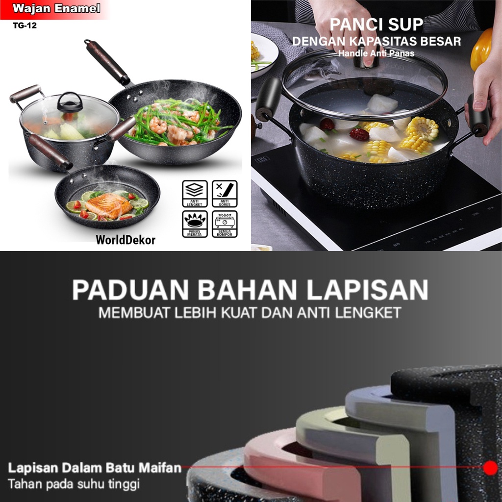 Panci Set Batu Maifan Cookware Saucepan Frypan Serbaguna - Worlddekor