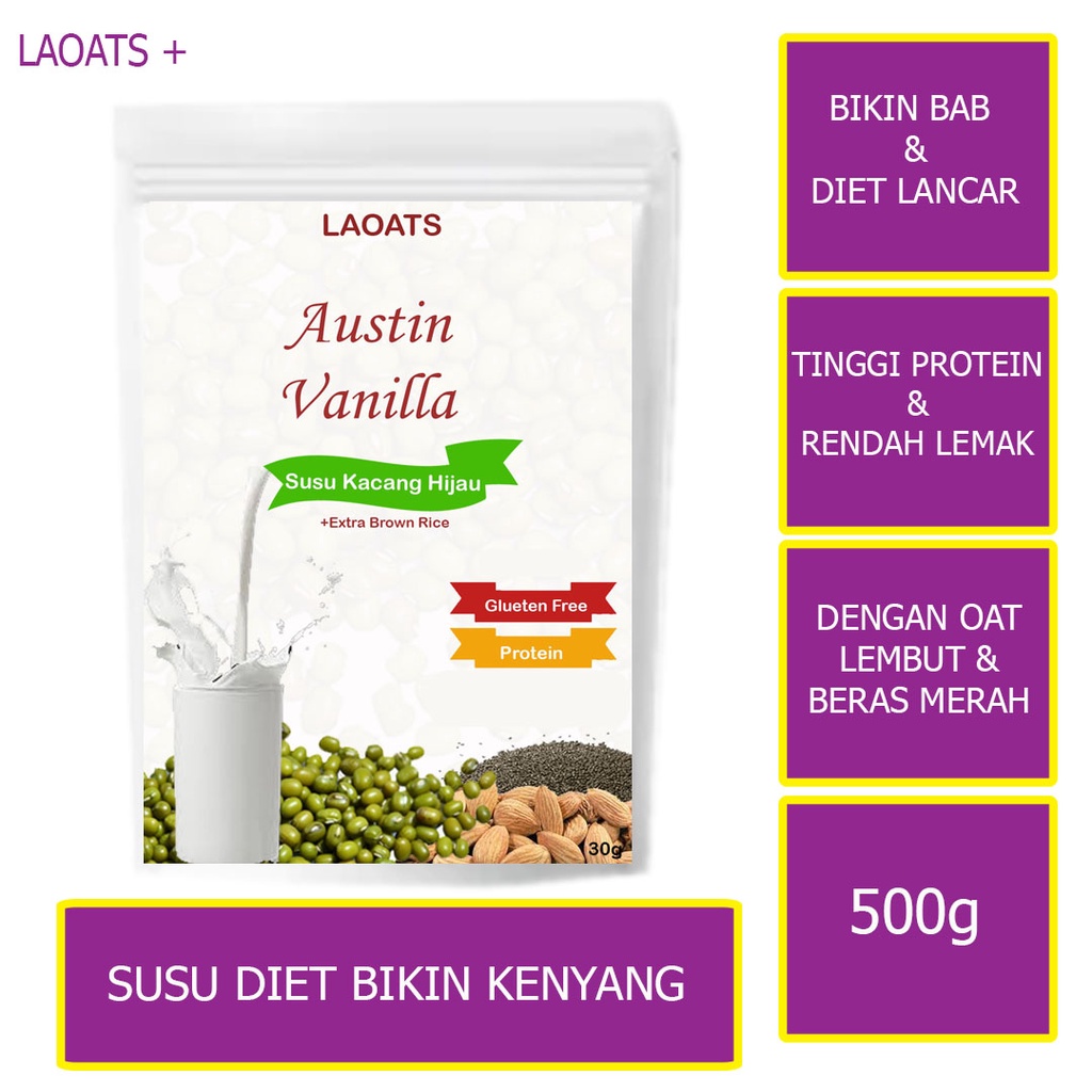 

Susu Diet Kacang Hijau Susu Diet Pengganti Makan Susu Penurun Berat Badan Susu Pengganti Makan Pelangsing Laoats Austin Vanilla (500g)