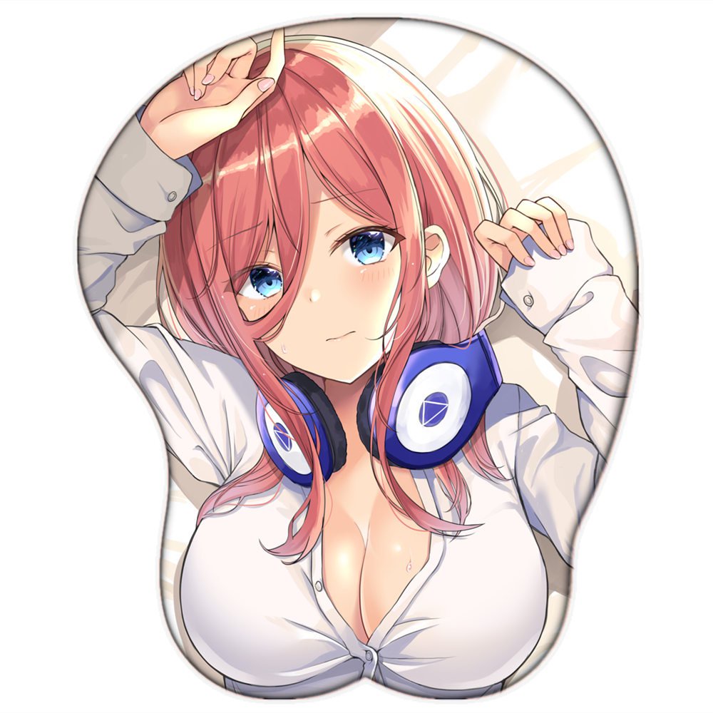 Anime Payudara Mat Go-Toubun No Hanayome Nakano Miku Seksi Payudara Besar 3D Mouse Pad dengan Pergel