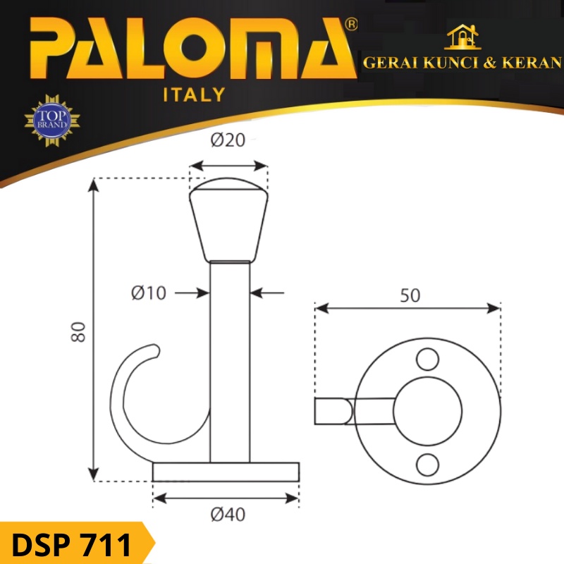 DOOR STOPPER PALOMA DSP 711 Penahan Pintu  PALOMA DSP 711 HOOK WALL KARET