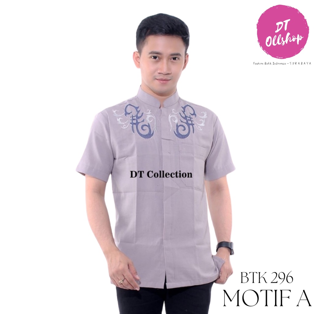 DT OLLSHOP - Kemeja Batik Pria / Baju Muslim Koko Cowok Lengan Pendek/kemeja koko warna lengan pendek