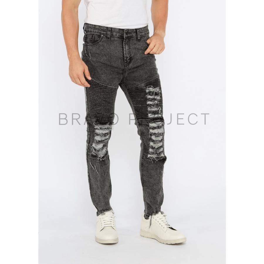 Bikers Rider Ripped - Celana Jeans Pria Sobek Lutut Ripped - Jeans Celana Panjang Hitam Pria Street - Celana Bikers Snow - Celana Snow Pria - Celana Terbaru Dan Terlaris