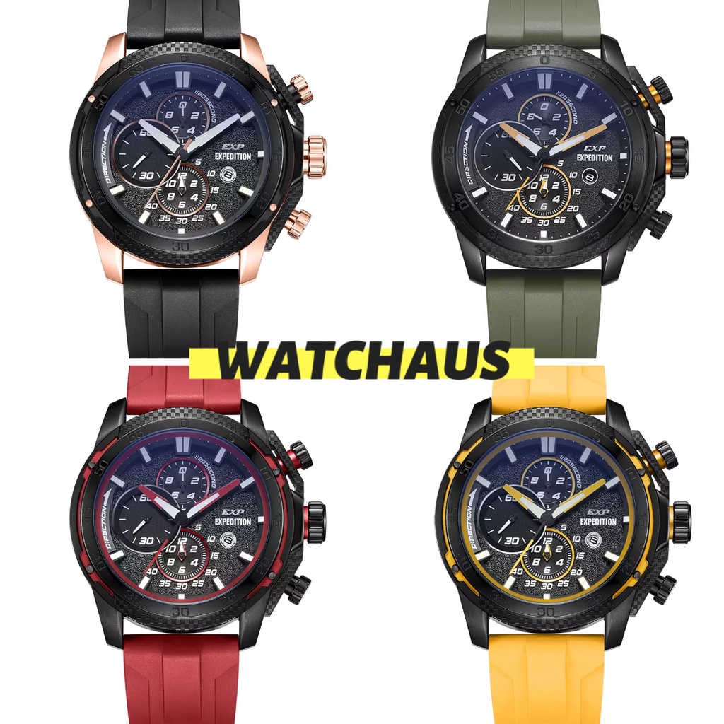 JAM TANGAN PRIA EXPEDITION E6810 E 6810 MCR CHRONOGRAPH RUBBER STRAP