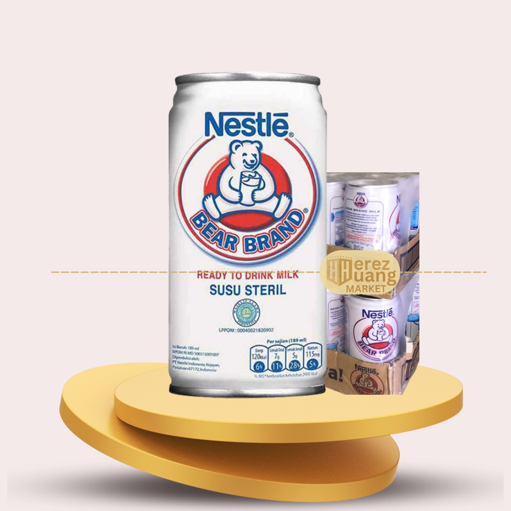 BEAR BRAND Susu Beruang Susu Steril Susu Kaleng 189ml, 1 Dus Isi 30 Kaleng