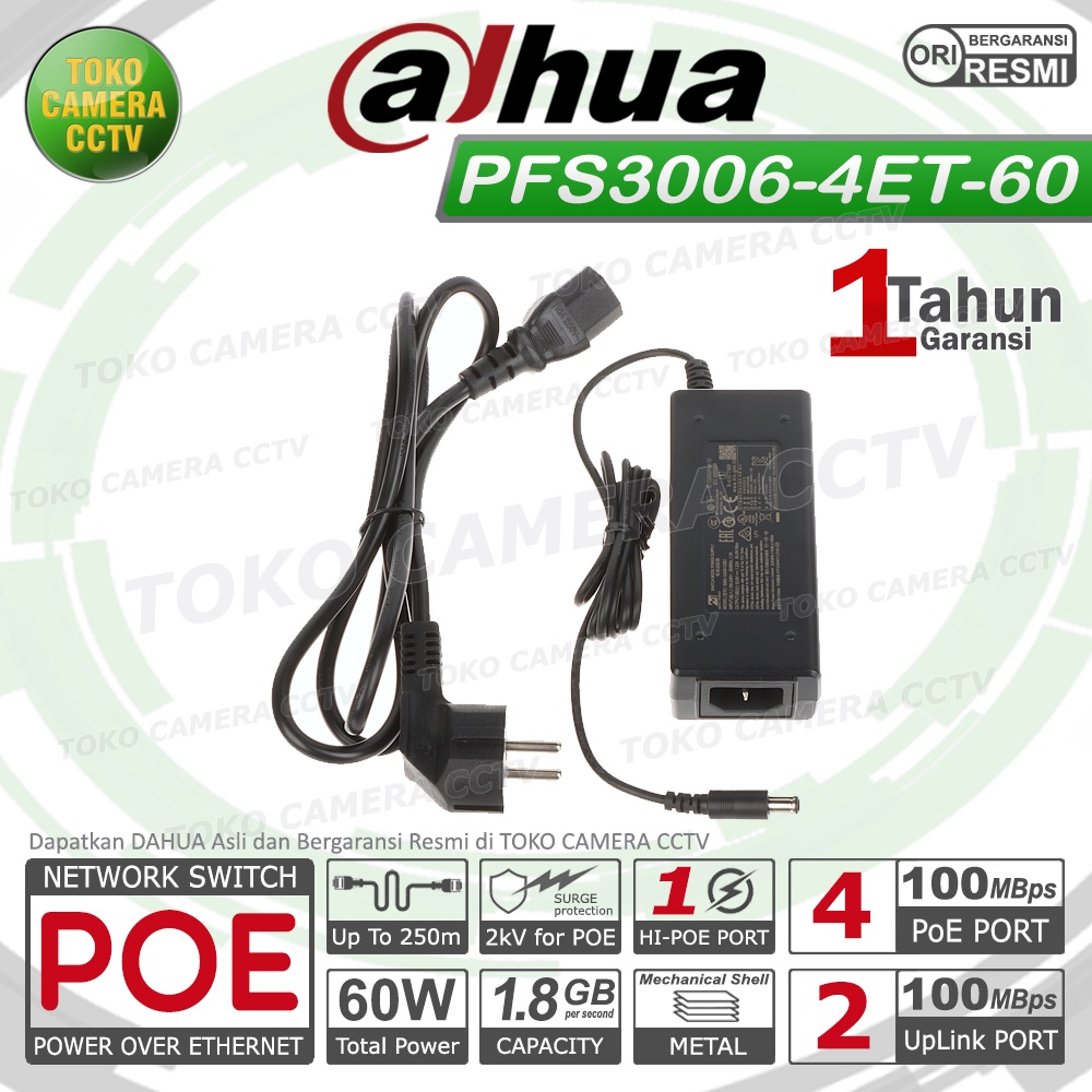 SWITCH POE 4 PORT DAHUA DH-PFS3006-4ET-60