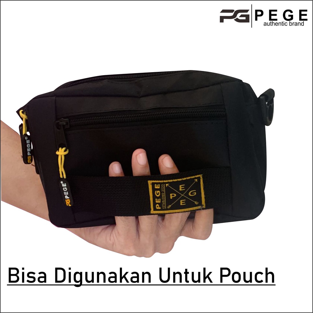 Tas Selempang Bahu PEGE Cezy 2in1 Bisa Slempang Dan Pouch Model Kasual Trendy Warna Hitam - PG 8957