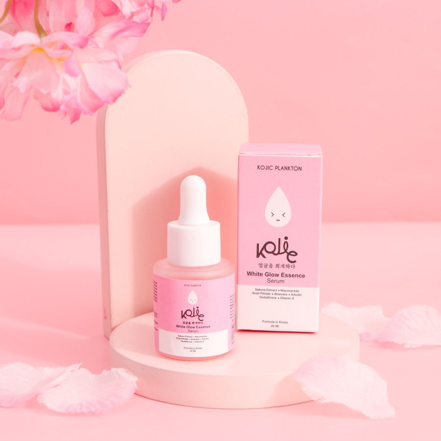 Serum Cream mencerahkan Menyamarkan Meratakan Menenangkan Melembabkan Mencegah tanda tanda Penuaan Kerutan Noda kusam Kemerahan Dark Spot Kojic Plankton White Glow Essence Serum Ampuh Original BPOM