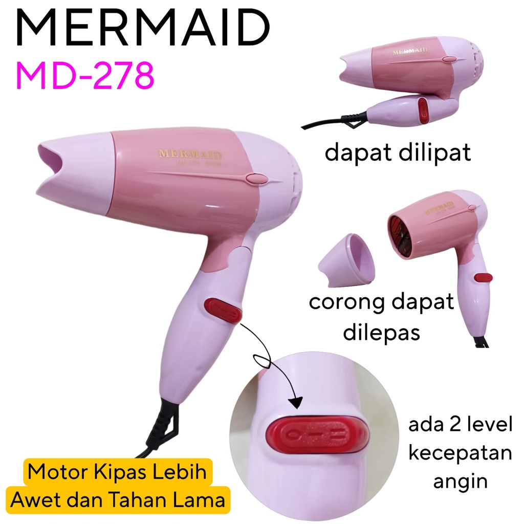 HAIRDRYER MERMAID MD-278 PENGERINGAN RAMBUT