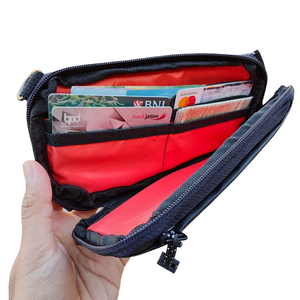 NEZORERO - Tas Selempang Hanging 2in1 Wallet Tas HP Dompet HP 4 Slot Kartu Natc
