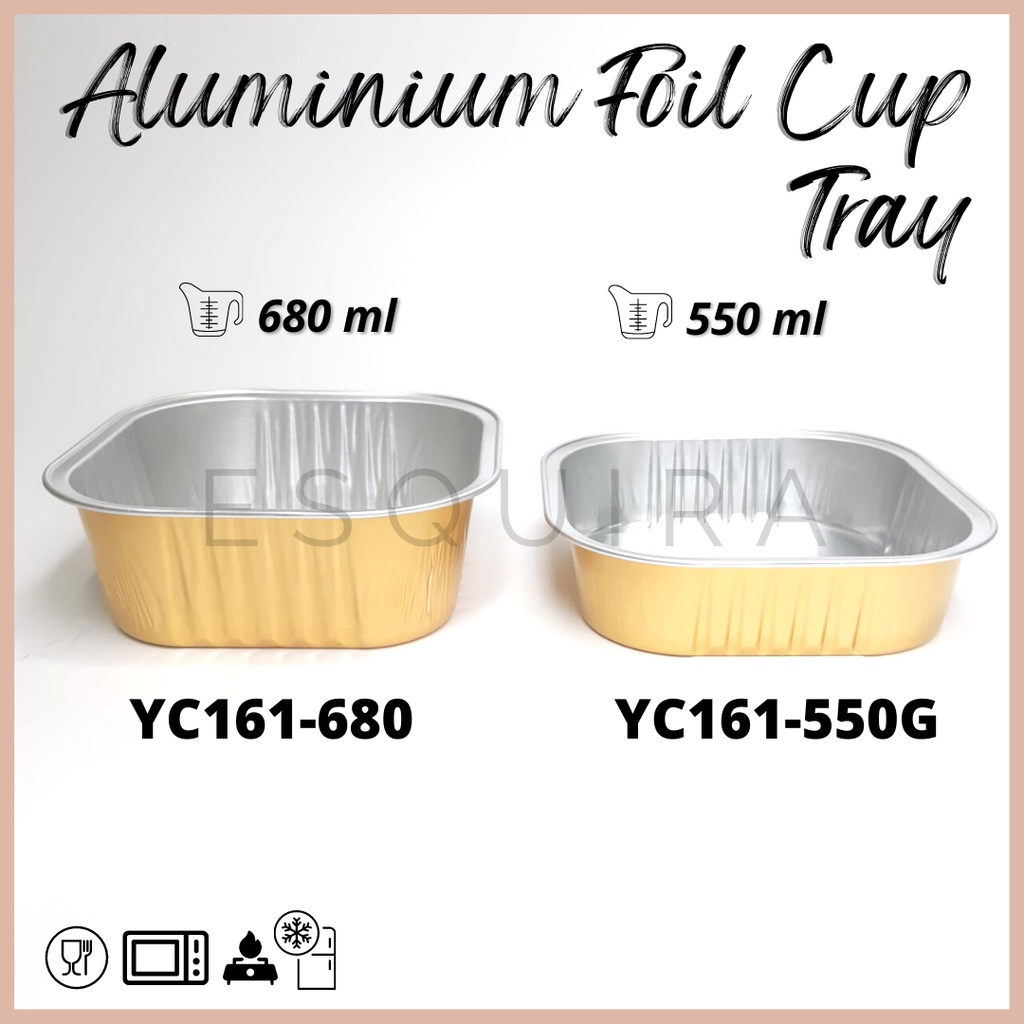 Aluminium Foil Cup Tray Gold + Lid / 10 PCS / YC161-550G,680G