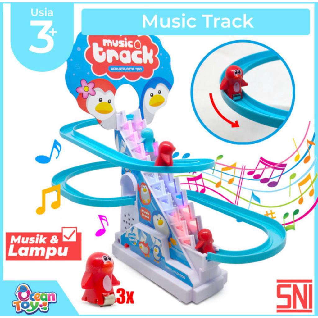 Mainan Penguin Track Seluncur Tangga Penguin Musik dan Lampu