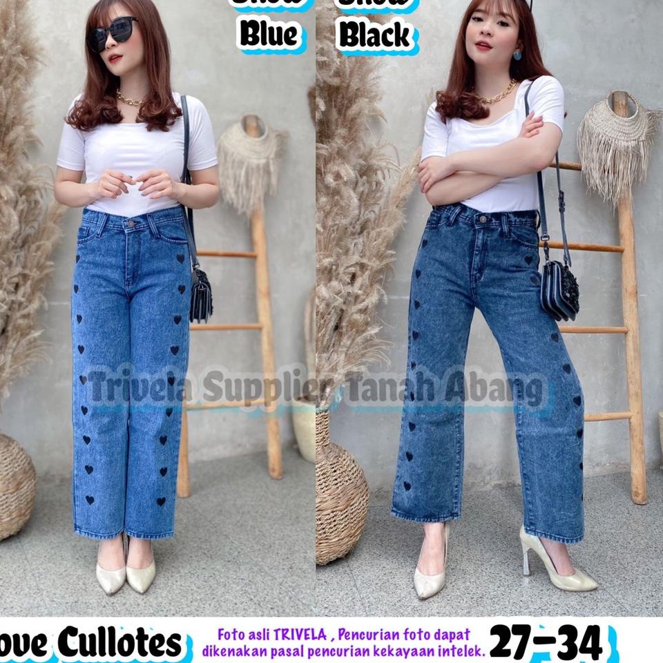 Discount Today Kulot Jeans Love Wanita / Love Cullotes / Kulot Love Jumbo / Kulot Love 27-34 