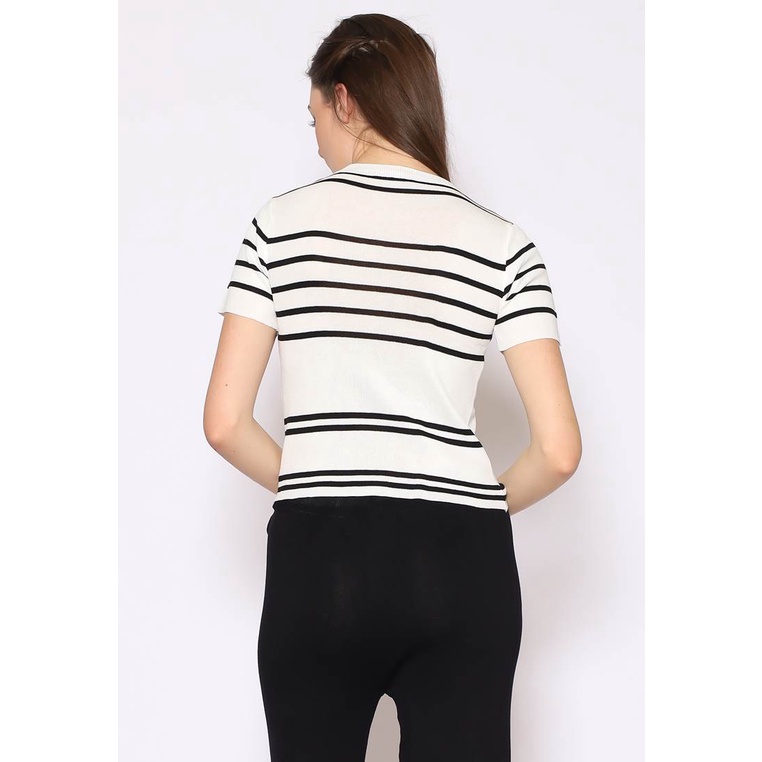 Blouse Rajut Wanita - Atasan Rajut Salur - Voerin Gina Knit Top