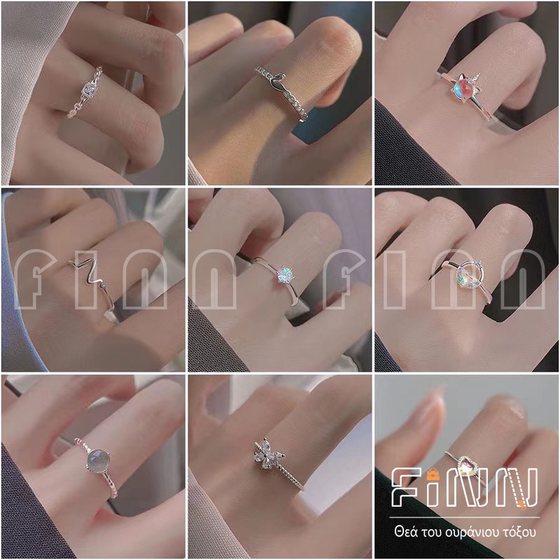 Cincin  Wanita Perak Korean Female Simple Fashion Ring Swan Ring Crystal - Ring Female Ins Ring New Accessory Gift