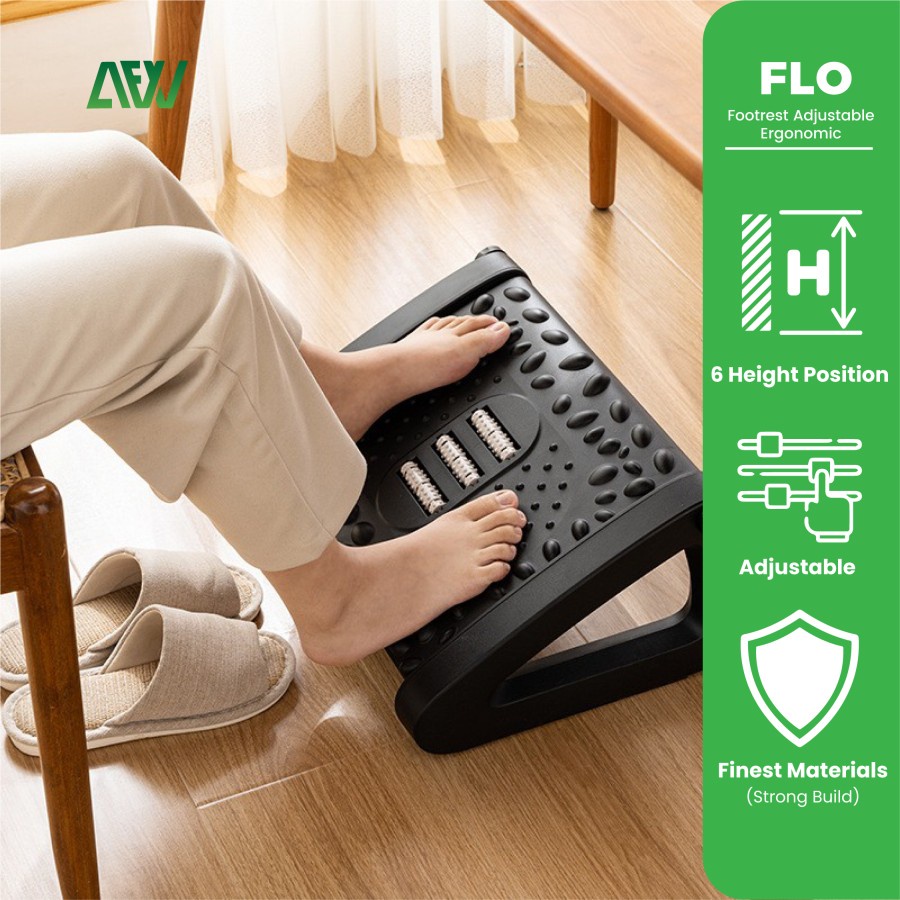 FLO Footrest Adjustable Ergonomic Pijakan Tatakan Kaki Sandaran Kaki Bawah Meja ALL FOR WORK